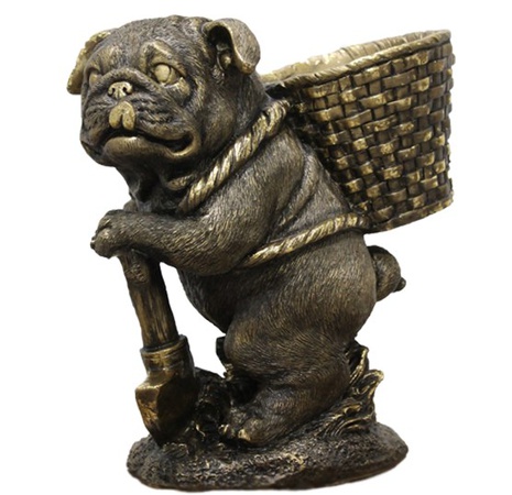Статуэтка Мопс с корзиной Кашпо