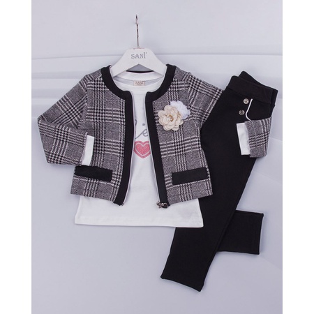 Toptan 3 Parça Kız Çocuk Hırka, Uzun Kollu T-Shirt Ve Pantolon 1-4Y Takım