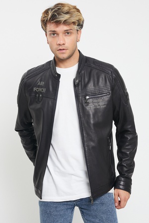 Кожаная куртка мужская - Slim Fit