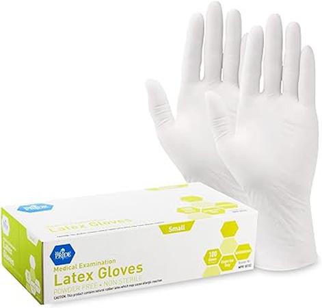 Латексные перчатки для медицинского осмотра Med PRIDE | Толщина 5 мил, маленькая коробка из 100 штук, неопудренные