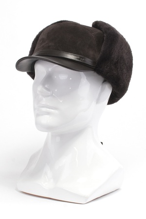 Шапка из замши с бобром 101285