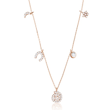 Even & Pétra 14 Ayar Altın Taşlı Beş Figürlü Şans Station Kolye