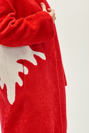 Пальто женское Silverfox модель 806 красный/белый