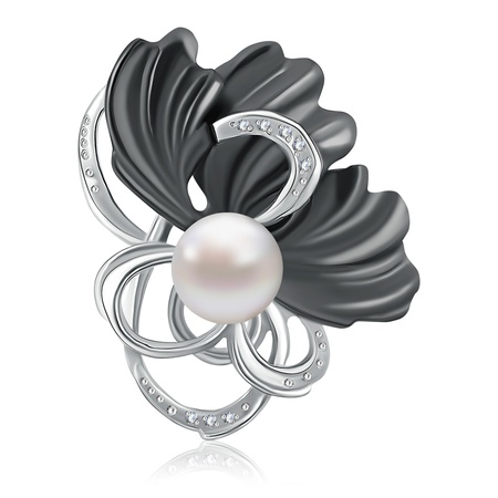 ПОДВЕСКА ИЗ СЕРЕБРА С ЖЕМЧУГОМ, ФИАНИТАМИ СВАРОВСК