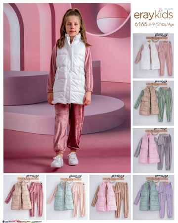 YELEKLİ 9-12 YAŞ KIZ KADİFE TAKIM