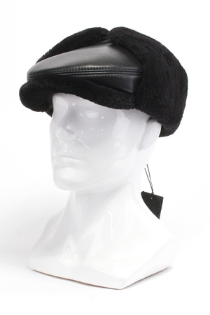 Кепка из кожи с бобром 030185