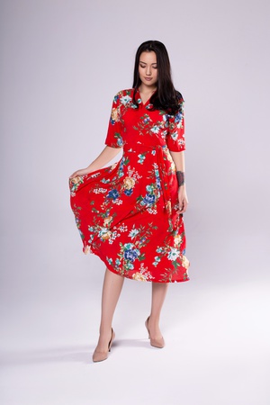 Платье с запахом, юбка полусолнце