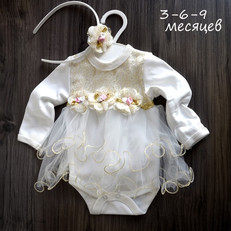 Боди-платье + ободок с цветком