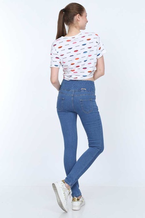 Full Power LikraYüksek Bel Geniş Kemer Kadın Kot