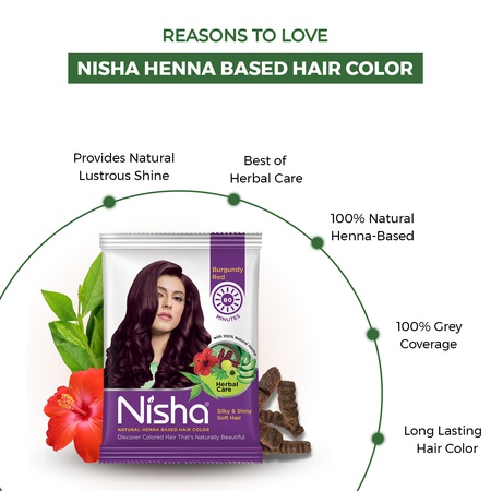 Nisha Natural Henna Hair Color 15g Burgundy Red, Pack of 10