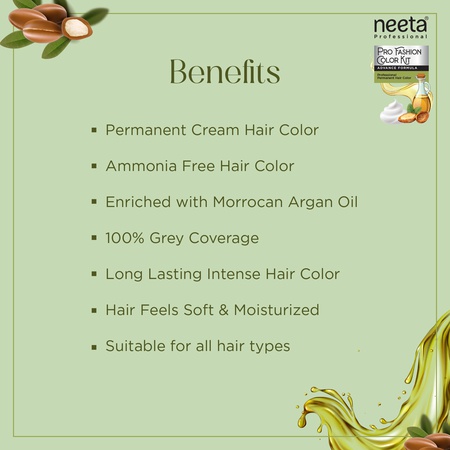 Neeta Fashion Color Kit Permanent Hair Color Natural Black 1.0