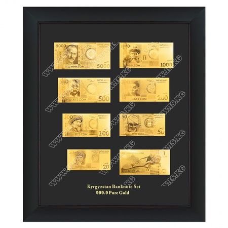 Золотые банкноты в деревянной рамке