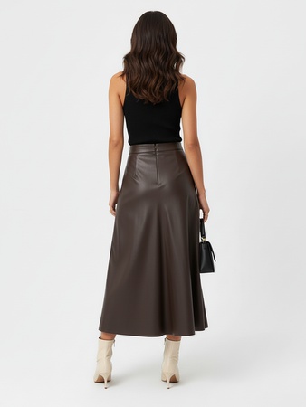 Длинная юбка женская из искусственной кожи