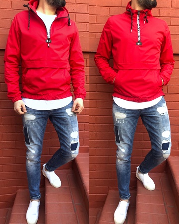 iga fashion erkek yağmurluk kapşonlu kanguru tarzı mevsimlik mont