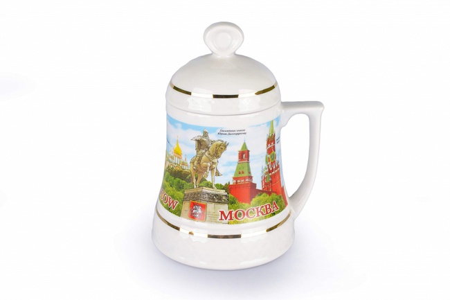 Кружка пивная с крышкой 700 мл Колокол Москва