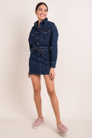 Uzun Kollu Kot Elbise