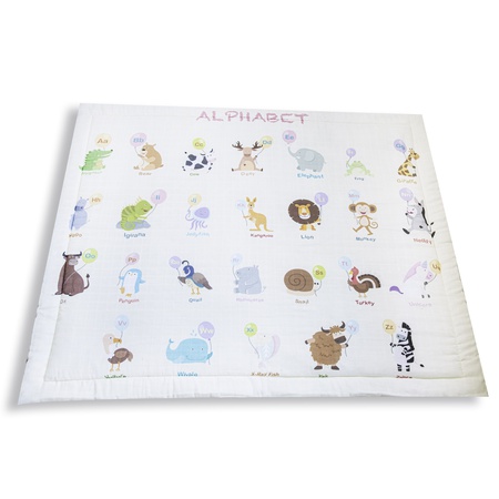 100 x 120 CM Learning With Animals Muslin 100% Organic Cotton Play Rug