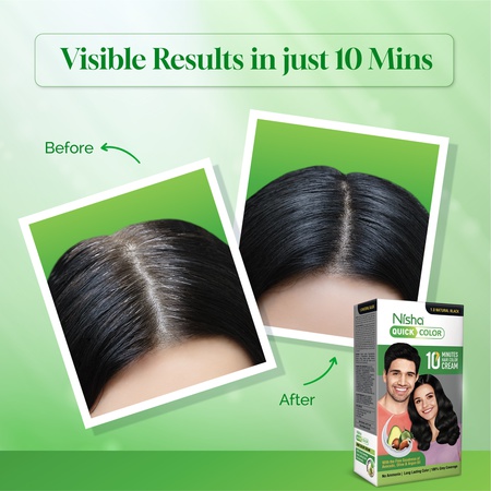 Nisha Quick Creme Hair Colour for Women & Men - 1.0 Natural Black