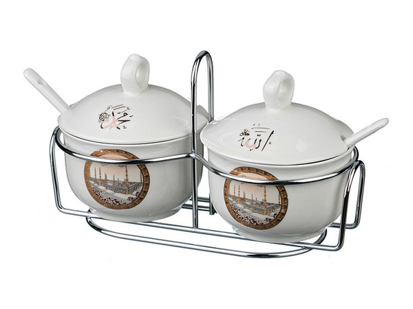 Набор д/специй на метал. подставке 2 банки+2 ложки