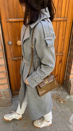 Тренч из пальтовой ткани с широкими лацканами