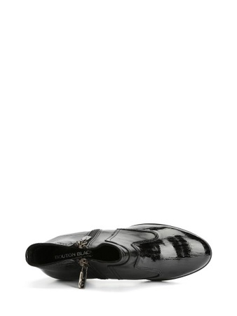 N120 حذاء براءات الاختراع والجلود السوداء مع اثنين من السحابات