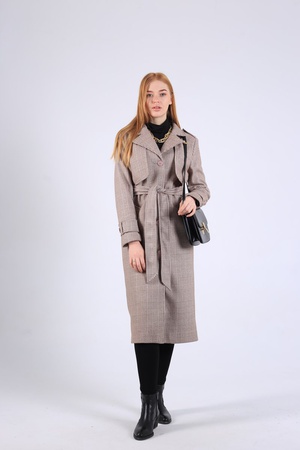 Женское пальто в клетку #15