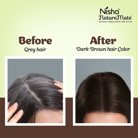 Nisha Naturemate Natural Henna-Based Hair Color 60g - Dark Brown | No Ammonia, Henna Herbs for Vibrant Color