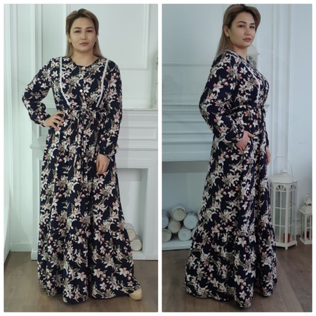 Штапельные платья, больших размеров с воланом ✨