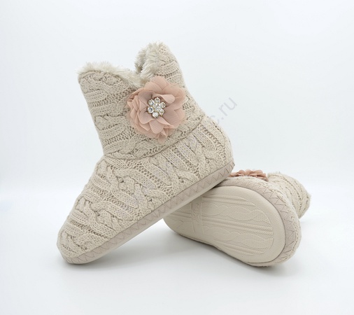 与雪纺花朵Ugg靴子L-312