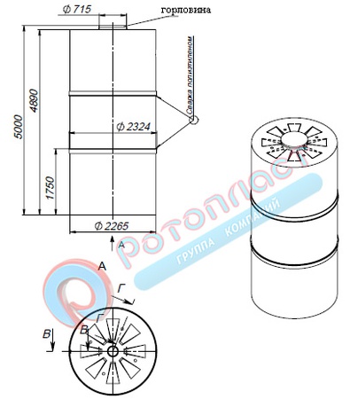 18000 л пластиковая вертикальная емкость