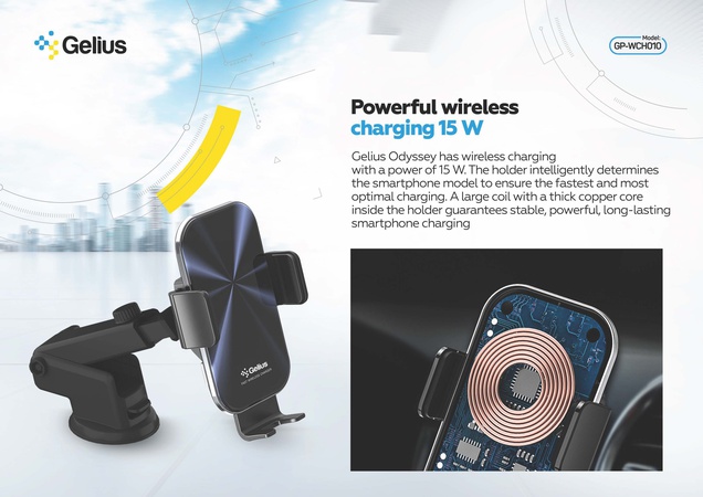 Araç Tutucu Gelius GP-WCH010 Odyssey Kablosuz Şarj 15W (İnanılmaz Seri)