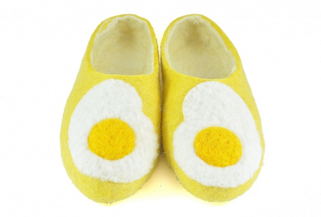 Войлочные тапочки «Глазунья» желтые