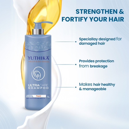 Yuthika Professional Shampoo for Women & Men With Meadfoam Seed Oil, For Weak, Dry and Frizzy Hair, All Hair Types, (1 ltr)