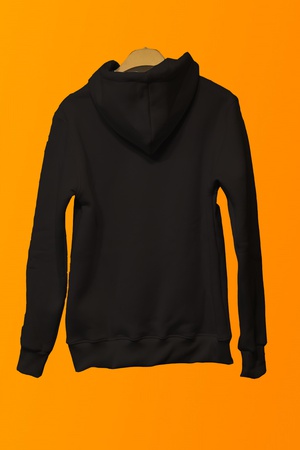 Толстовка с капюшоном из 100% хлопка 1-го качества с 3 нитками, толстая черная, зимняя