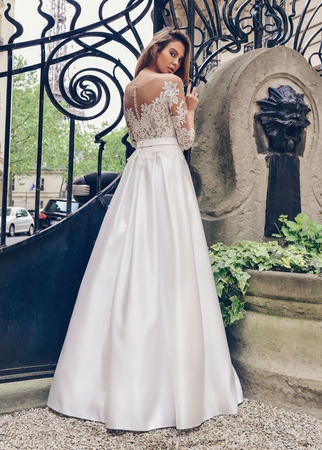 Alice<br> Anna RosyBrown saten ve dantel gelinlik