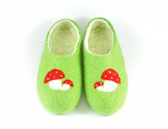 Войлочные тапочки «Грибочки» (зеленые)