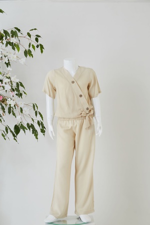 Двубортный воротник блузка брюки костюм девушки