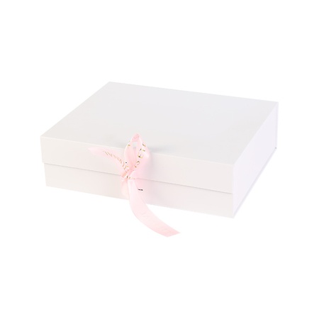 Fiyonklu Kurdeleli Beyaz Kalın Katlı Hediye Karton Kutusu
