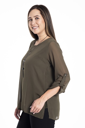 Блузка большого размера с подкладкой из шифона