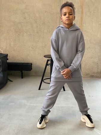 Children's suit with a hood.