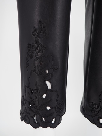 Leather pants with lazer detail