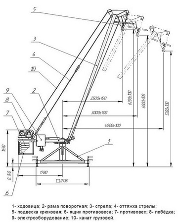 Строительный кран пионер КП 1000 кг