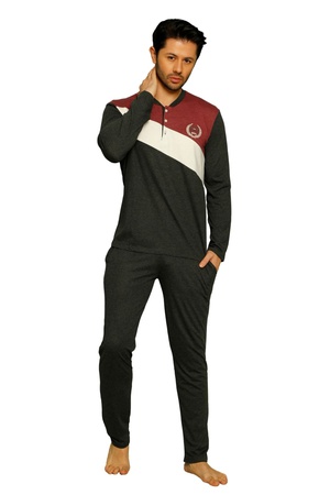 ERKEK PİJAMA TAKIMI - %100 PAMUK - UZUN KOL - DÜĞMELİ