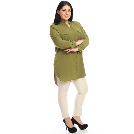 Büyük Beden Klasik Krep Gömlek