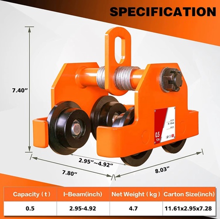 Handfahrwerk für Kettenzug Laufkatze für I-Träger für manuelle und elektrische Hebezeuge OEM