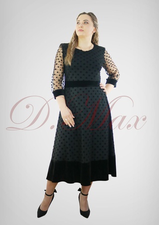Платье сетка горох+велюр Арт. 220, р. 50-56