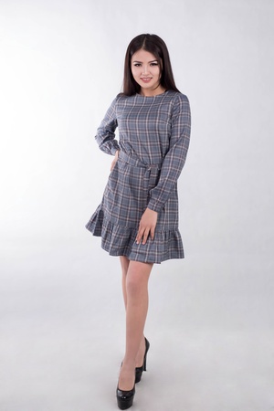 Платье "Клетка" с воланом