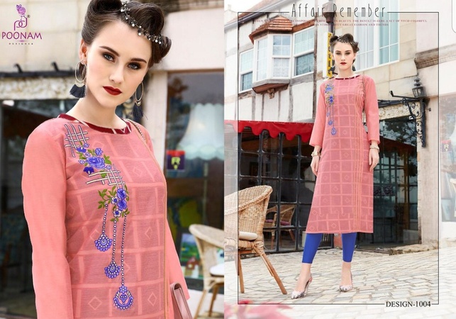 Ladies Kurtis - Cotton Silk with Machine Embroidery