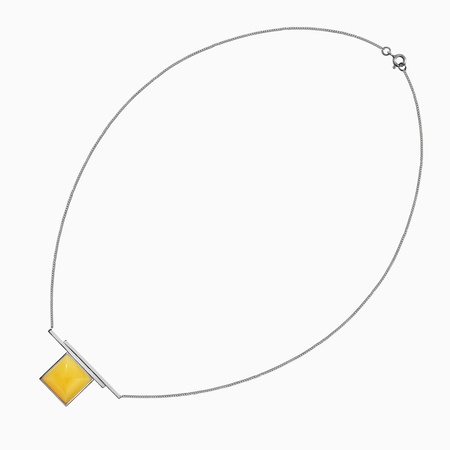 Kehribar rengi &quot;İki telli&quot; gümüş kolye