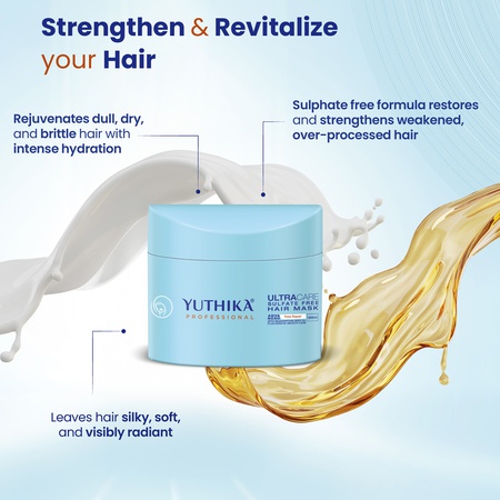 Yuthika Professional Ultracare Sulfate Free Hair Mask For Women & Men (500 ml & 150 ml), Total Repair for Damaged, Dry & Frizzy Hair
